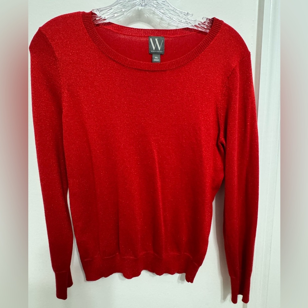 Worthington Petite Small Red Metallic Knit Sweater PS / New Without Tag